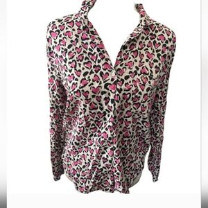 Victoria's Secret Pink and Black Leopard Print Button Down Shirt
